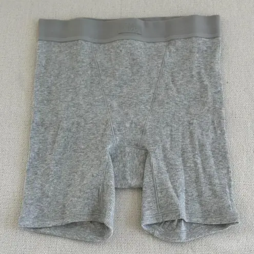 SKIMS Cotton Rib Boxer in Light Heather Grey, Size X-Small