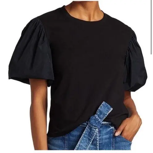ALC Frank A.L.C. Black Cassandra Puff Balloon Taffeta Short Sleeve Tee Shirt xs black