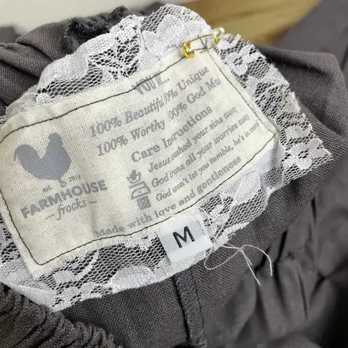 Farmhouse Frocks Poppy Wide Leg Pants Womens Medium Taupe Elastic Amish NWT Gray