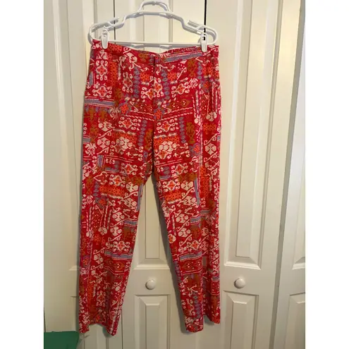 Coldwater Creek Women's Size 12 Printed Pants Red Multi Color Patchwork Pattern