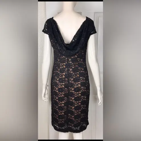 Connected Apparel  Black Lace Midi Dress Size 8