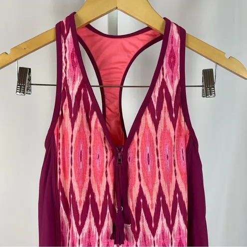 Beach House Women's Size 10 Desert Stripe Erinna Tankini Top Abstract Modest Red