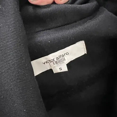 Victor Alfaro Collective Navy Blue Twill Double Breasted Coat Size Small $585