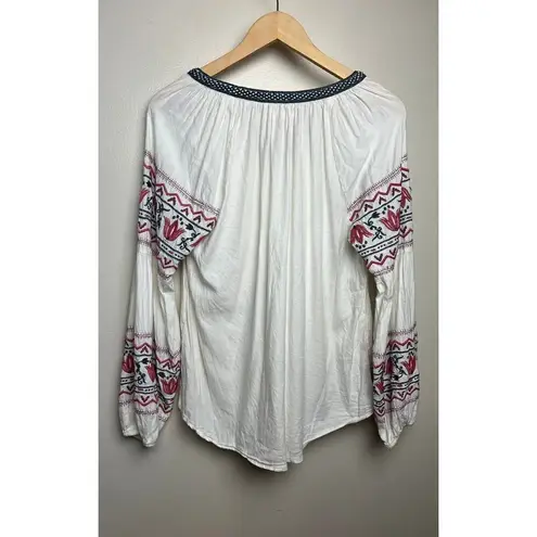 Ruff Hewn Cream Ebroidered Boho Poet Shirt Sz. M