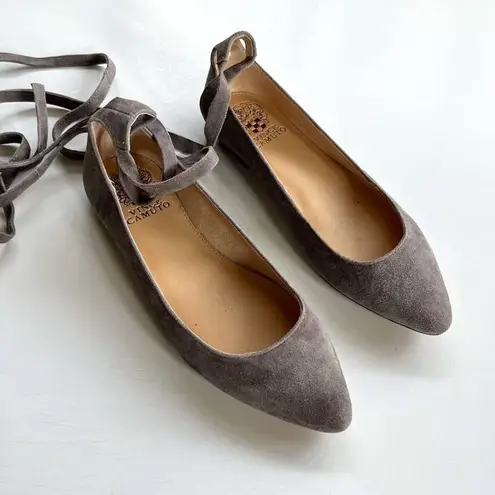 Vince Camuto  "Bevian" Grey Suede Ballet Flat Shoes Slip On Womens‎ Size 6.5