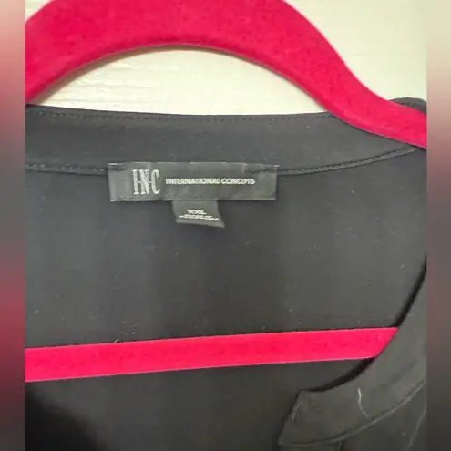 INC International Concepts Black Blouse with Gold Zipper Pockets Size XXL