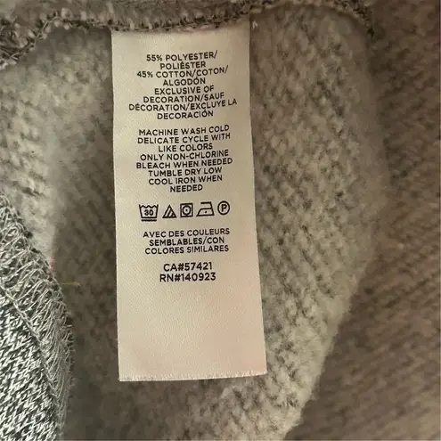 Lou & grey  Women's Gray Heart Emoji Fleeceback Crew Neck Sweatshirt Size L