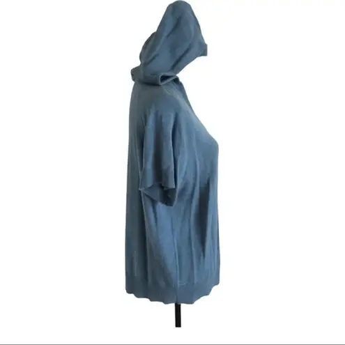 Lilla P Hooded Short Sleeve Blue Pullover Size S