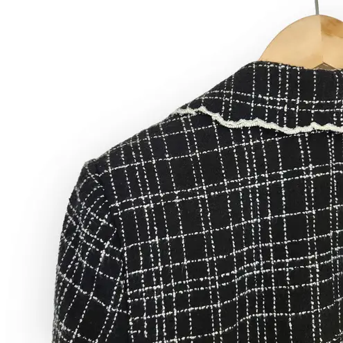 American Vintage Vintage Vision Apparel Black White Plaid Silk Two Button Blazer Suit Coat 6