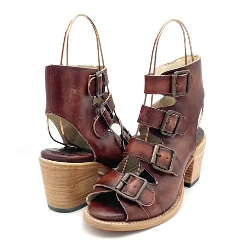 FREEBIRD by Steven Freebird Quail Sandals Cognac Brown Leather Boho Western Buckled Sandal Size 7