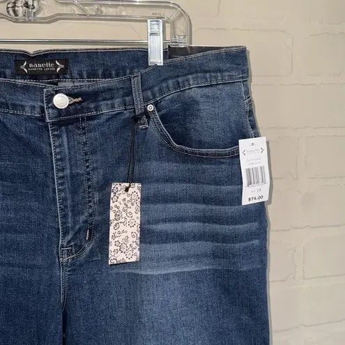 Elle Nanette Lepore jeans High-Rise Slim Straight Blue denim stretch 18 NEW