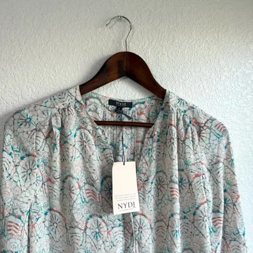 NYDJ NEW Womens Shirt Pin-tuck Blouse Dream Catcher Print Size Small
