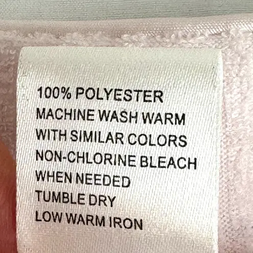 Loti Fashion Smocked Robe Full Zip Light Pink Terrycloth Housecoat Embroidered Size M