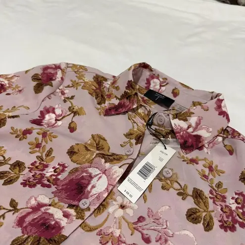 T Tahari Pink Floral Long Sleeve Button Up Blouse Top Sz XS NWT MSRP $68