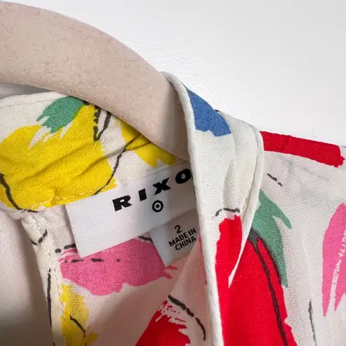 Rixo x Target Women’s White Floral Mock Neck Ruffle Midi Dress Size 2