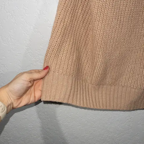 Naked Wardrobe NWT Tan In Knit For Love Open Back Sweater Size M/L