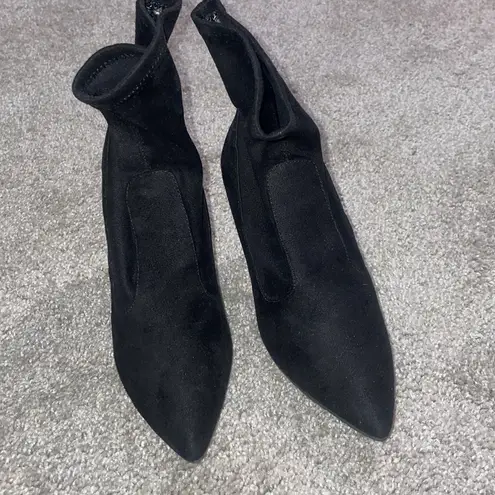 Nina black heeled boots with sparkle stiletto black and silver sock boots Y2k