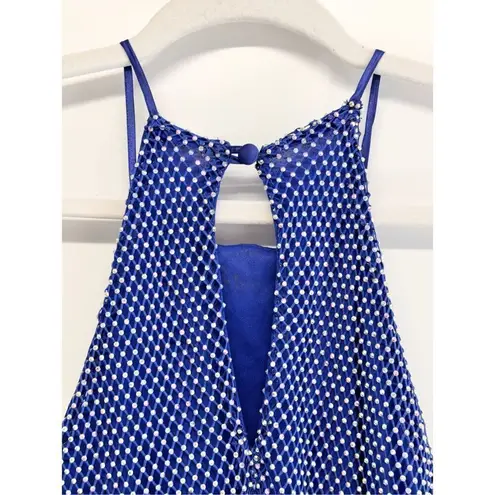 B Darlin ‎ Halter Dress Size 5/6 Juniors Embellished Blue Maxi Gown NEW