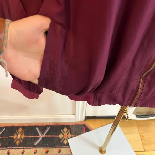 Vintage Leo Silk Burgundy Bomber Jacket Oversized Minimalist Retro Streetwear L Purple Size L