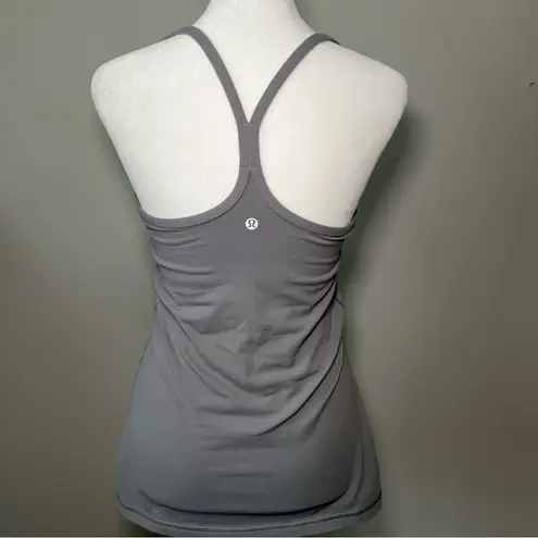 Lululemon Power Y Tank Top Stretch Built in Bra Slate Size 6 Yoga Gym Athletic