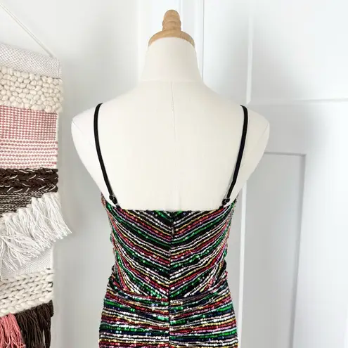 Dress the Population Viviane Rainbow Sequin Ruched Mini Dress Sz S NWT