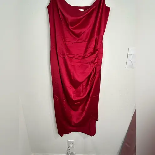 Unbranded Red Satin Cowl Neck Slip Dress