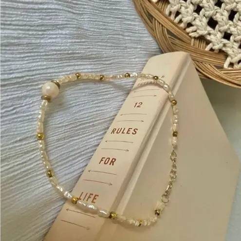 Handmade Freshwater Pink Choker Necklace “Elea” Goldcore Brass Beach Mermaidcore