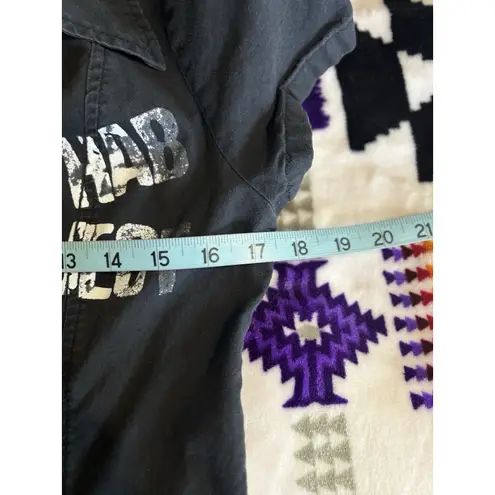 Charades Black/White Graphic Zip Up Collar Dress Size M/L "Rehab Reject" Black Size M