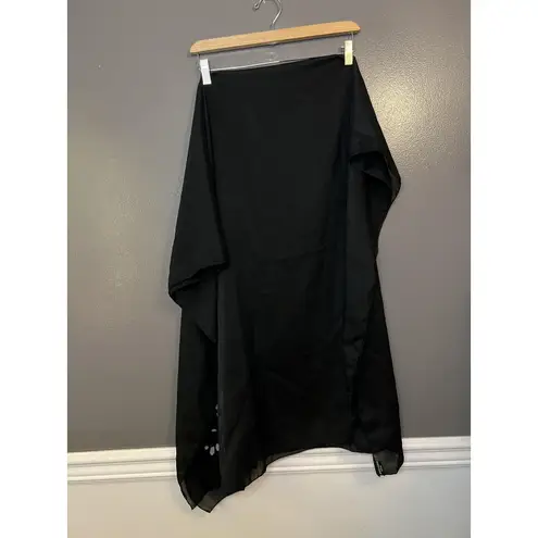 Mariella Burani Parfums Scarf Womens Black Sheer Lightweight Floral Wrap Shawl