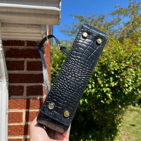 Etienne Aigner Croc Embossed Leather Black Shoulder Bag