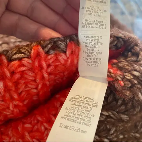 Offline by Aerie Chunky Knit Oversized Striped Sweater M Orange Size M