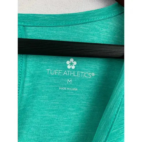 Tuff Athletics Womens Turquoise Athletic Top Loose Fit Keyhole Back Moisture Wic