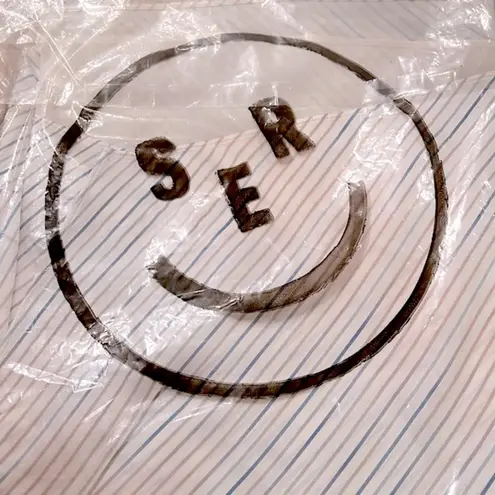 Retrofête NWT SEROYA Leah Mini Silk Dress in Blue Stripe Print Women’s Size Medium