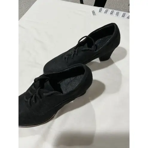 Woman's Black Suede Size 11.5 Bo Ho Casual Comfort Block Heel Lace Up Shoe