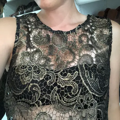 Sans Souci Black & Gold Lace Skirt Set