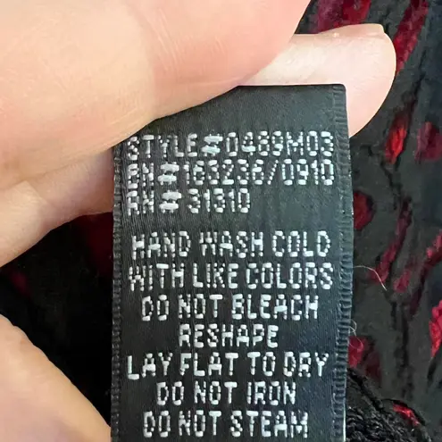 AB Studio black lace and red lining tank w keyhole back button women's medium