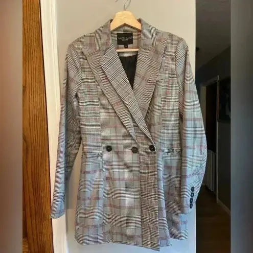 Walter Baker ‎ Women's Saundra Plaid Blazer Jacket in Grey Multi Size M Preppy
