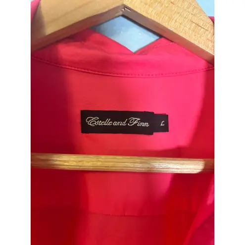 Estelle and Finn Popover Short Sleeve Midi Dress Pink Size Large Preppy Travel