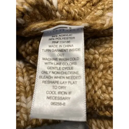 Women's Ana NWT Size Large Carmel/White Turtleneck Chunky Knit Sweater Brown