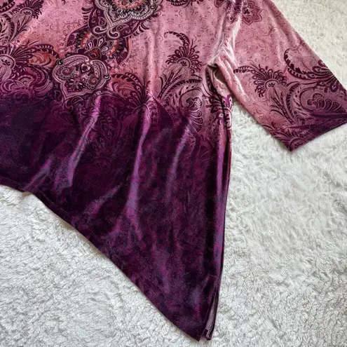 Catherines Velvet Asymmetric Top 3X WP Purple Paisley Whimsigoth Rhinestone Size undefined