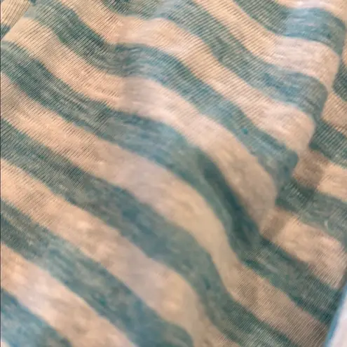 J. McLaughlin Blue and White Striped Linen Blend Button Down size XL