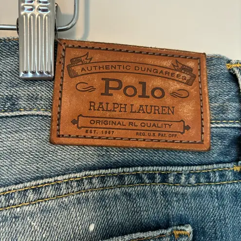 Polo Ralph Lauren Astor Slim Boyfriend Jeans paint splatter feather Womens 32 Blue