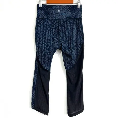 Lululemon Deep Breath Crop 21'' Leggings Alberta Lake Teal Shatter Weave Desert Blue Size 4