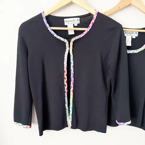 JOSEPH A | Quest Cequec'est Silk Shell Sweater Set Black Pastel Rainbow | Medium