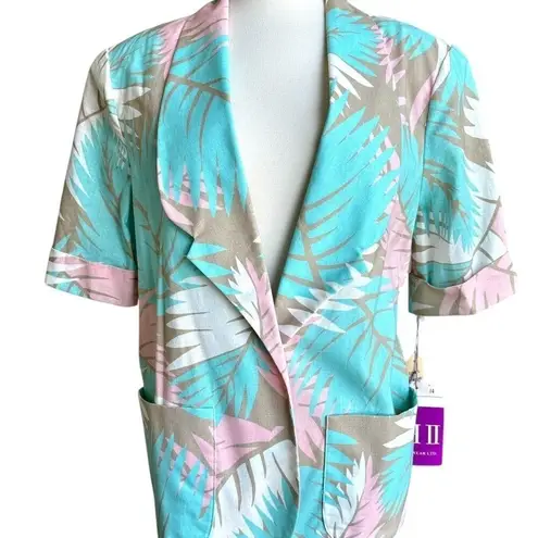 VTG Preppy 80s Blazer Pastels 14 Eclectic Prep Light Academia Y2K 3/4 Sleeve Blue