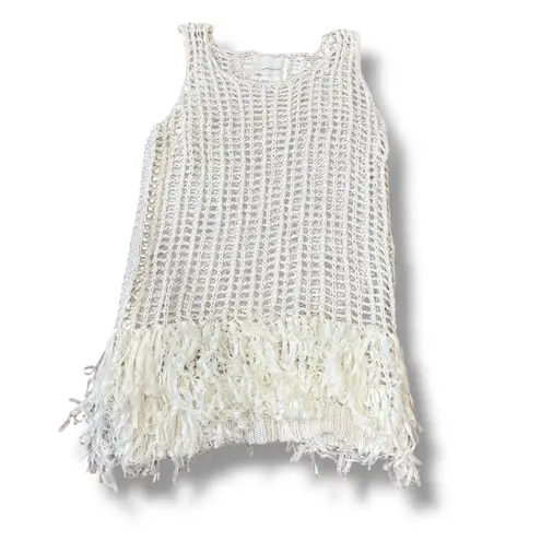 Anthropologie By  Fringe Crochet Sweater Tunic Swim Cover - One Size