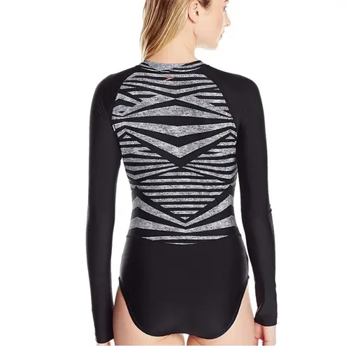 Speedo  Womens Long Sleeve One Piece Swimsuit Granatina black white Extra Large