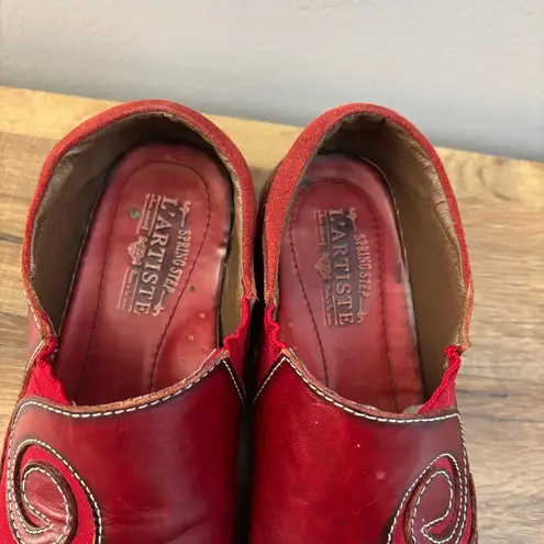 L' Artiste by Spring Step Uno Leather Casual Slip On Comfort Shoe Red Size 6.5