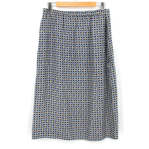 Vintage Melrose Collectibles Silk Skirt PL Petite Blue Geometric Midi Size PL Size undefined