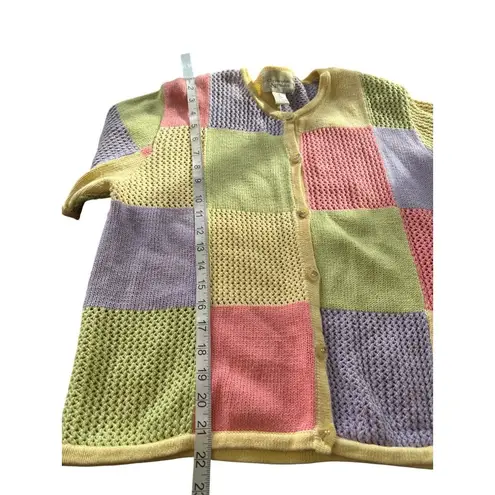 Christopher & Banks Vintage Christopher Banks Chunky Rainbow Patchwork Button Up Cardigan Y2K Sz M